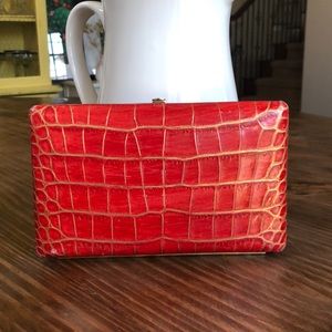 Red Faux Croc Abas Clutch Wallet